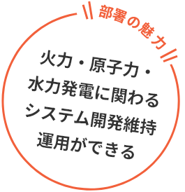 火力・原子力・水力発電に関わるシステム開発維持運用ができる